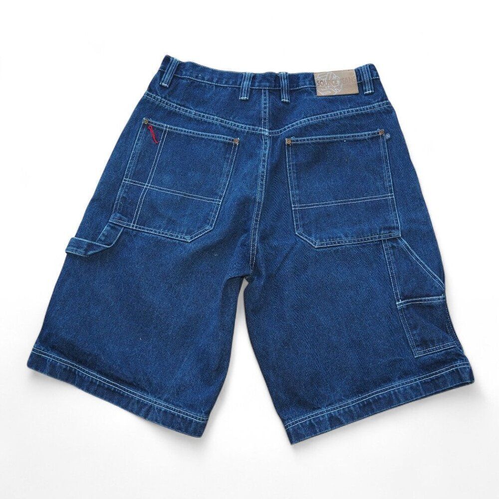 Source Jeans Vintage 90s Y2K Streetwear Denim Cargo Shorts Dark Wash Men's 36‎ - Picture 2 of 9